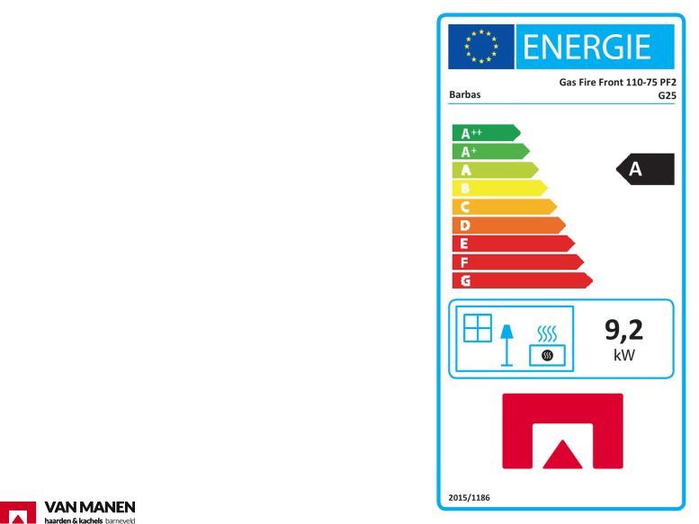 Barbas Gas Fire Front 110-75 Gashaard